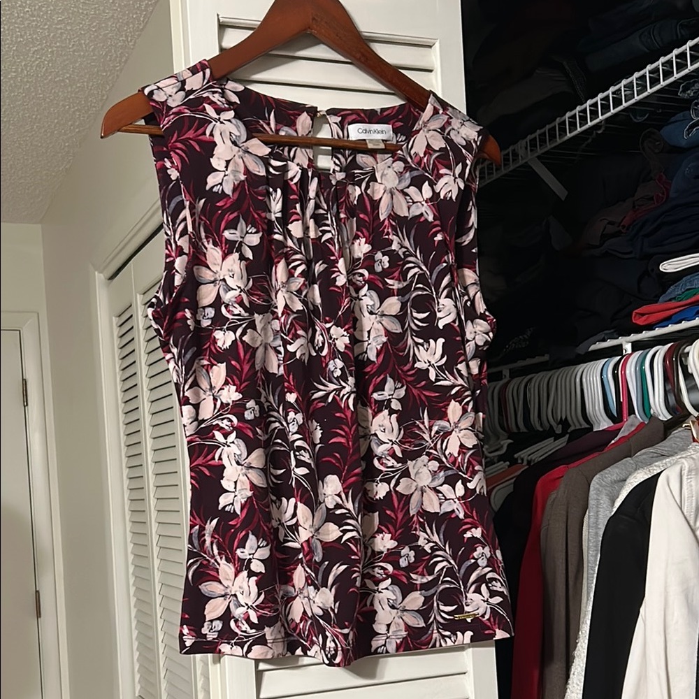 Calvin Klein Pink and Purple Floral Blouse